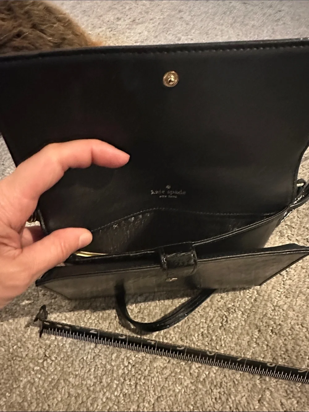 kate spade Black Patent Crossbody with Gold Plaque